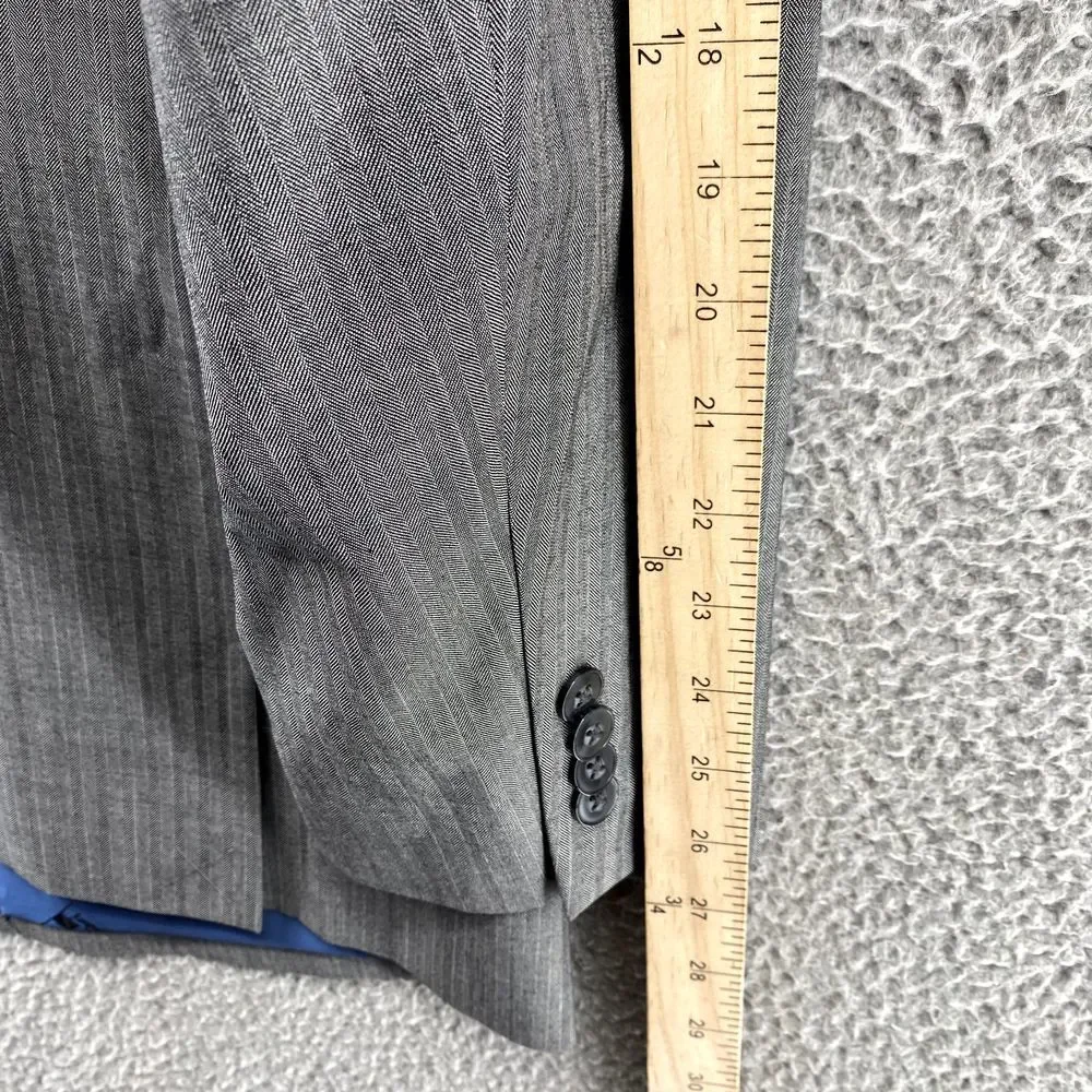 Vince Camuto Jacket Adult 48L Gray Striped Wool Slim Fit Blazer Coat Formal Mens